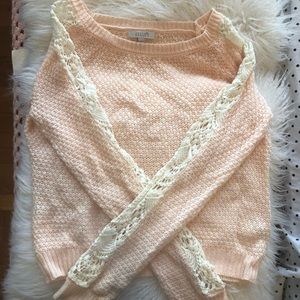 Delia’s pink and white lace sweater
